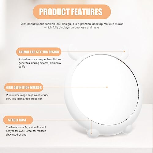 Image of FLEXER Desktop Makeup Up Mirror Simple Round Cosmetic Table Mirrors (Multi-Color,1 Pcs)