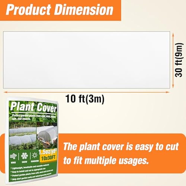Gardzen Garden Hoops and 10ftx30ft Plant Covers for Winter Freeze Protection, 1.5oz Floating Row Covers, Frost Blankets for Outdoor Plants