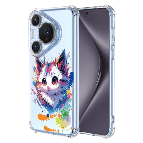 WOKEZ Transparent Fodral för Huawei Pura 70 Pro med Kattmotiv
