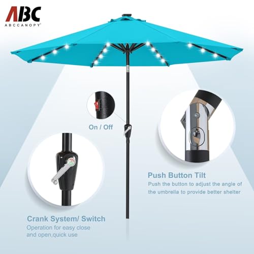 Abccanopy 11 FT LED UMBRELLA TURQUOISE Durable Solar Led Patio Umbrellas With 32Led Lights 11Ft  thumb #4