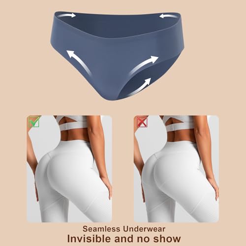Double Couple 8 Pack Seamless No-Show Underwear Low Rise Soft Stretch Breathable Bikini Sets for Women (S-XL)3