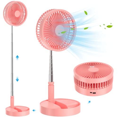 Foldable Table Floor Standing Fan, Usb Rechargeable Portable Telescopic Pedestal Fan Desk Fan With Height Adjustable,180° Angle Wind Direction, 4 Speeds Setting, For Home Office Outdoors Travel #TOP5