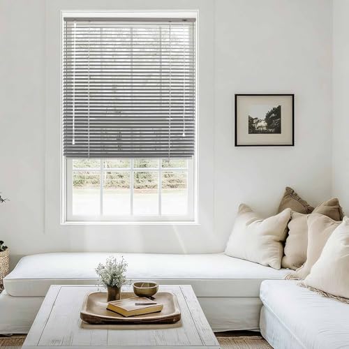 Persianas Venecianas de Aluminio, Personalizable 25mm Láminas Horizontales Oscurecedoras Estores, Ancho 25-165cm, Alto 50-290cm, Cortinas Venecianas for Interiores Ventanas(Gris)