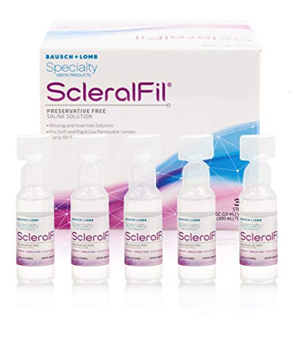 Scleralfil Preservative Free Saline Solution For Scleral, Soft, & Rigid Gas Permeable Lenses, Buffered Isotonic Rinsing & Insertion Solution, Travel Friendly Single-Use Vials, 0.34 Fl Oz (Pack Of 30) #TOP2