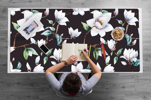Tapis de souris de bureau fleurs peintes pour le télétravail à la maison
