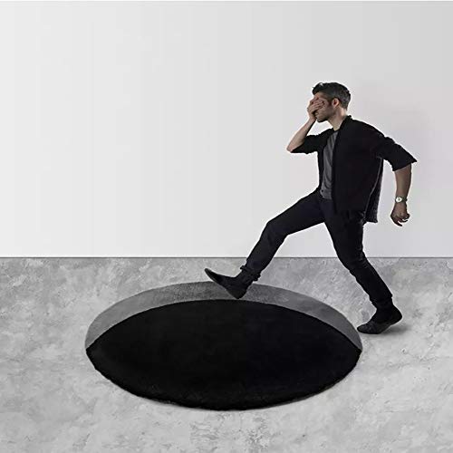 qwqqaq 3D Black Hole Teppiche,Teppich Samt Runde,3D Visuelle Illusion Shaggy Teppich,Rutschfestem Bodenmatte Zu Entryway Living Room A 60x60cm(24x24inch) Cover