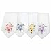 Floral Embroidered Cotton Handkerchief with Lace Trim Set of 4