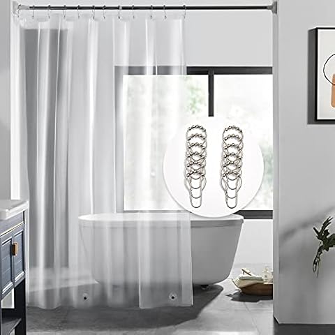 LOVTEX Clear Shower Curtain Liner with 12 Hooks - 72" x 72" PEVA Lightweight 4G Shower Curtain for Bathroom Shower (4G Clear with 12 Hooks, 1PC) Cover