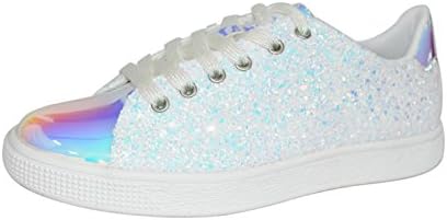 LUCKY STEP Glitter Sneakers Lace up | Fashion Sneakers | Sparkly Shoes for Women