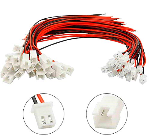 Samidea 100Pieces 50-Pair Micro Jst Xh2.54 2Pin Male Female Connector Plug Extension Cable With Red Black Terminal Connector Wire Cable 150Mm/5.9"(50Xmale 50X Female) #TOP1