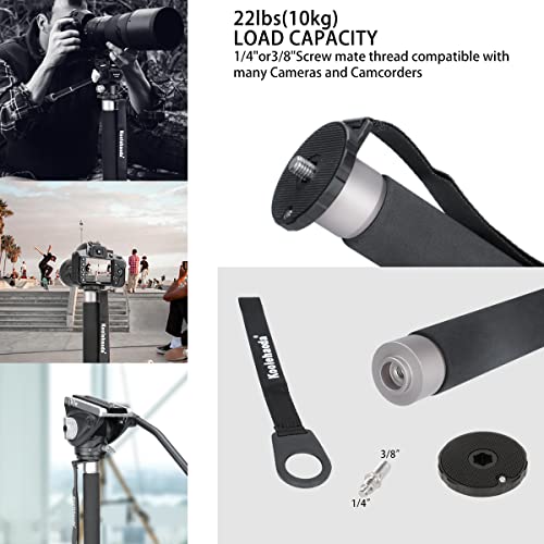 Koolehaoda Carbon Fiber Monopod With Removable Metal Tripod Base,28Mm Leg Diameter, Max. 59Inch For Canon Nikon Sony Dslr Cameras, Payload Up To 22Lbs #TOP3