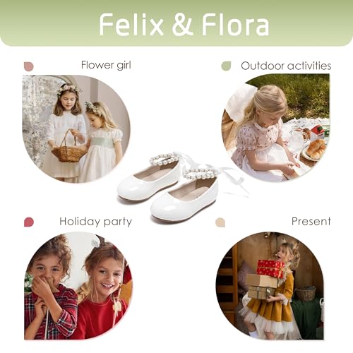Image of Felix & Flora Girls Toddler Little Ballet Shoes - Flower Girls Mary Jane Flats Dress Shoes Party Wedding