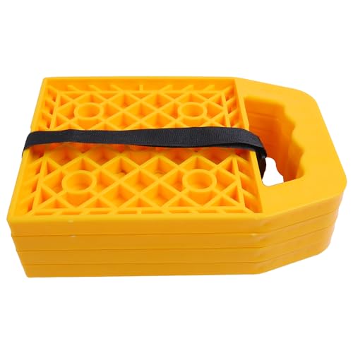 AIVWUMOT RV Stabilizing Jack Pads RV Leveling Blocks with Easy Grip Handle Fit for Camper RV Travel Trailer Yellow Help Prevent Jacks from Sinking (4)