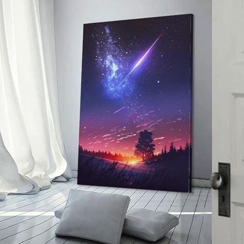 Décoration murale paysage étoilé POLIUAWS tableau sur toile chambre 30x45 cm