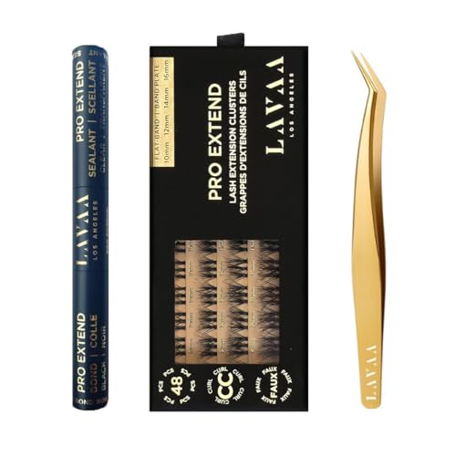 PRO Extend Lash System | 48 Lash Clusters in 4 lenghts: 10mm 12mm 14mm 16mm | Flat-Band All-Day Comfort | DIY Lash Extensions (W2 | WISPY Bundle)