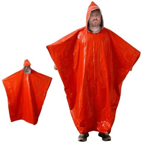 Nomadnia King Mills Plus Size Emergency Poncho, Mylar Poncho with Hood, Ideal Use as Emergency Blanket for Car, Mylar Emergency Blanket in Camping, Hiking, and Outdoor Activities, 2PK Cover