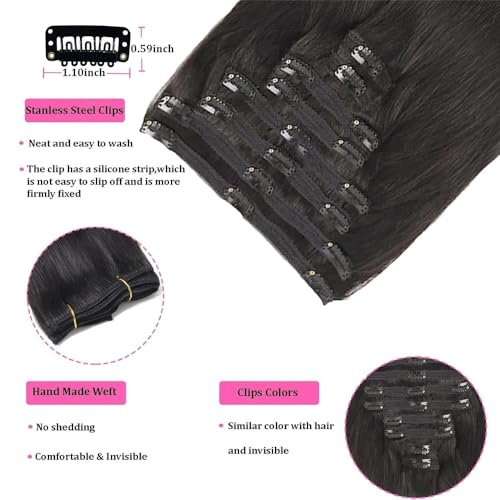 Extensiones de cabello con clip de una pieza recta de cabello humano de 10 a 26 pulgadas 4