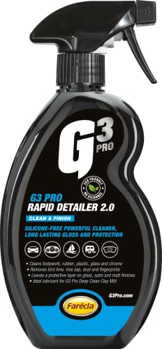 G3 Pro Rapid Detailer 2.0 500ml (7258) Streak-Free Spray for Bird Lime Sap & Dirt Removal High Gloss Finish Safe on Waxed Surfaces & All Exterior Touchpoints Speeds Up Claying