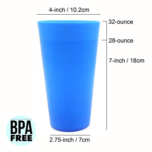Koxin-Karlu Unbreakable 32-Ounce Plastic Restaurant-Style Beverage Tumblers Ice Tea Glasses | Set Of 12 In Multicolor #TOP1