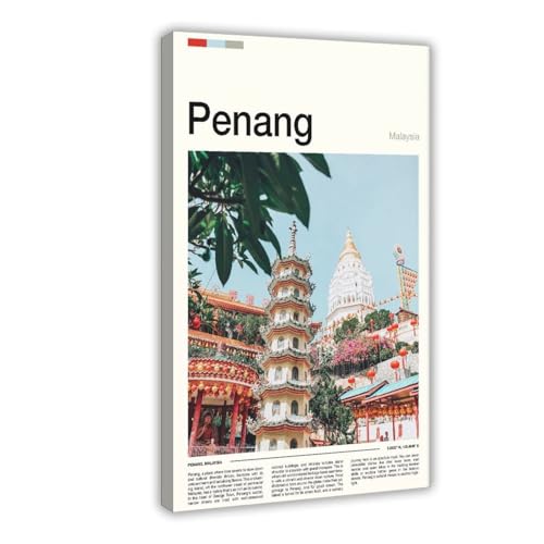 KKAIO Penang Cityscape, Malaysian Art Prints (2) Canvas Poster Wall Art Decor Print Picture Paintings for Living Room Bedroom Decoration Frame-style12x18inch(30x45cm)