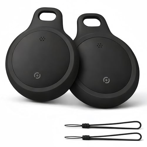 Bluetooth Tracker for Keys, Luggage & Pets – Smart Finder Compatible with iOS & Android, No Monthly Fee, Item Locator by BlissfulTails(2 Pack, Black)