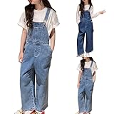 Girls’ Denim Cargo Overalls Kids Sleeveless Wide Leg Jumpsuit Cute Fashion Jeans Bib Overalls (Light Blue, 11-12 Years)