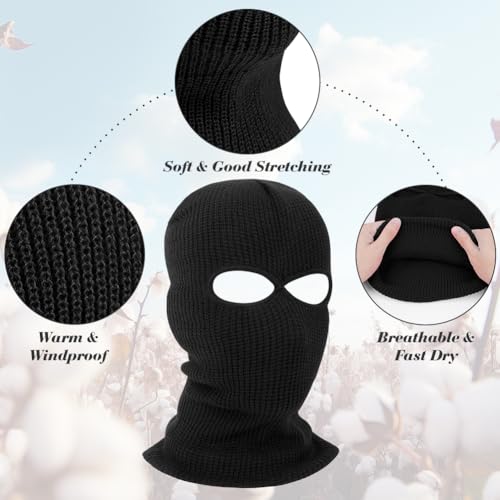 HAGOT Pasamontañas, 2-Agujeros Pasamontañas, Balaclava, Punto de Invierno Cubierta Facial cálida, Gorro de Esquí para Ciclismo Deportes al Aire Libre - imagen 2