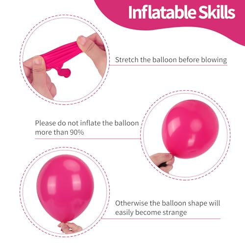 Image of RUBFAC Pink Balloons Party Balloon and Hot Pink Balloons for Girls Princess Theme Birthday Decorations Baby Shower Bridal Shower, 65pcs