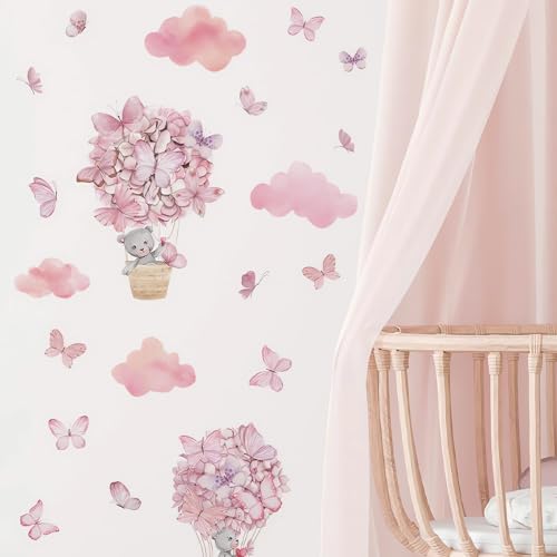 Vinilos Decorativos infantiles pink Baby Bear Butterfly miniatura 3