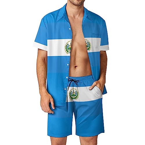 Chemise décontractée à manches courtes Barbade pour homme avec short imprimé été