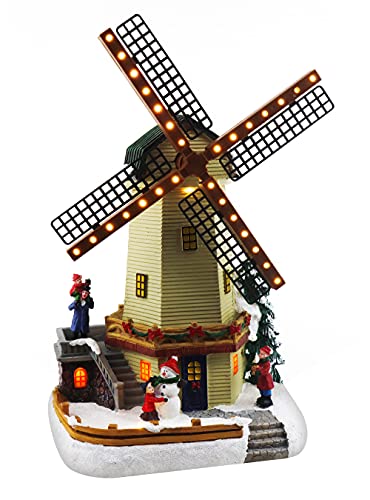 Christmas Village Windmill Animated Pre-lit Musical Winter Snow Village Perfect Addition to Your Christmas Indoor Decorations & Christmas Village Display