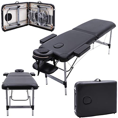 MASSAGE IMPERIAL® Table De Massage Portable Knightsbridge - Noir - Table De Massage en Aluminium À 2 Sections - Hauteur Réglable - 10 Kg Cover