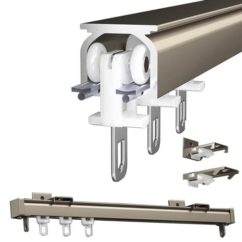 Robusto Binario Per Tende Da Esterno Bastone Binario A Soffitto In Alluminio, Bastoni Binari Per Tende 50 100 200 350 400cm Per Finestre E Tende Divisorie(Champagne,230cm/7.5ft)
