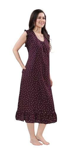 Image of Women's Viscose Blend Comfort Short Nighty with Side Pockets | Soft Printed Short Night Dress for Everyday Wear | Easy to Wear (CS5001)