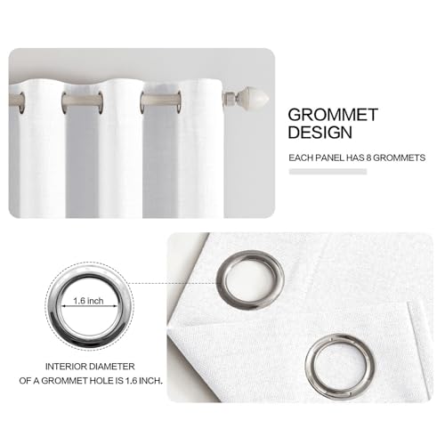 Image of MIULEE Linen Textured Curtains for Bedroom Solid 100% Blackout Thermal Insulated Bright White Grommet Room Darkening Curtains & Drapes Luxury Decor for Living Room 52 x 54 Inch (2 Panels)