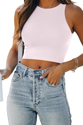 Image of EFAN Women's Double Lined Racerback Crop Tank Top | High Neck Slim Fit Sleeveless Workout Top, No-Bra Essential for Gym, Yoga & Going Out