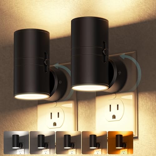 Image of Briignite Night Lights Plug into Wall, 5CCT LED Night Light Plug in, Dusk to Dawn Sensor, 330 Swivel Plug, 0-100LM Adjustable Brightness, Dimmable NightLight for Hallway, Bedroom, Stairway, 2 Pack