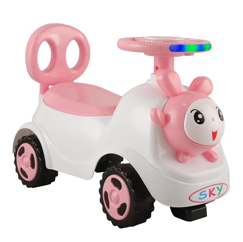 Image of JoyRide Ride on & Car for Kids with Music & Horn Steering, Push Car for Baby with Backrest,Under Seat Storage & Big Wheels, Ride on for Kids 1 to 3 Years Upto 25 Kgs (Rabbit, Pink)