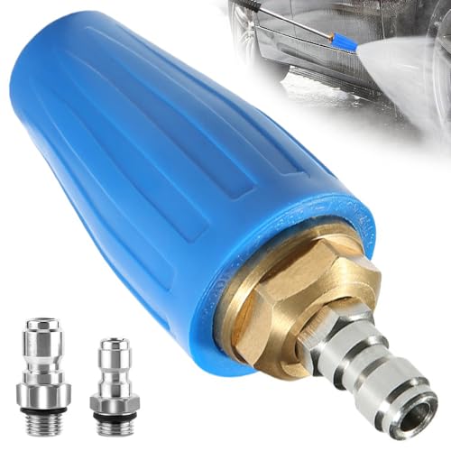 Rotating Turbo Nozzle for Pressure Washer Stainless Steel Multi-Function Power Washer Spray Nozzle 4000 PSI 4.0GPM Quick Release Quick Connect with 1/4 3/8 Quick Connectors for Car & Outdoor