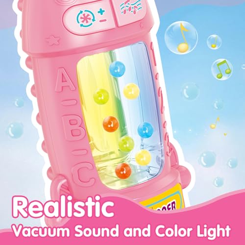 Image of FS Kids Vacuum Toy that Works with Lights & Sounds, Pretend Play Toy Vacuum for Toddlers 2-3, Toddler Vacuum Toys for Ages 18M+ Girls, Push Toy with Ball-Popping Action, Pink