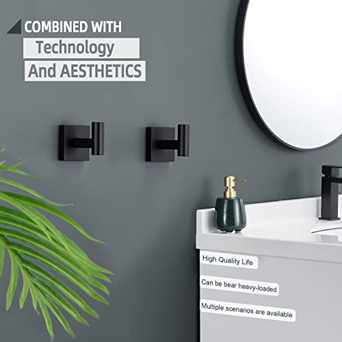 Image of KOKOSIRI Robe Hook Bathroom Towel Coat Hooks Matte Black for Bath Kitchen Wall 2 Pack Stainless Steel B1013BK-P2