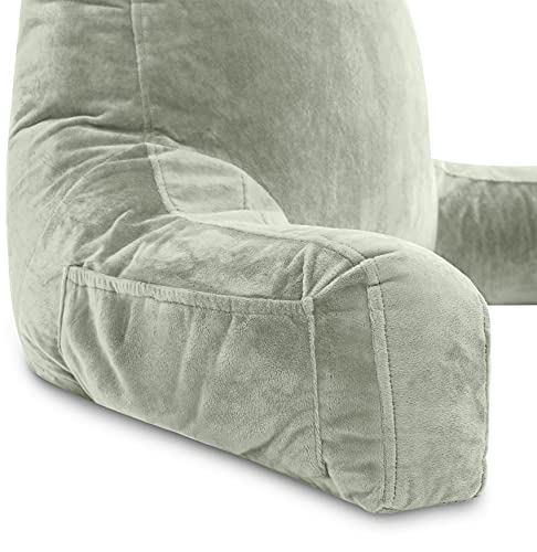Husband Pillow Xxl Desert Sage Backrest With Arms - Adult Reading Pillow Shredded Memory Foam, Ultra-Comfy Removable Microplush Cover & Detachable Neck Roll, Unmatched Support Bed Rest Sit Up Pillow #TOP7