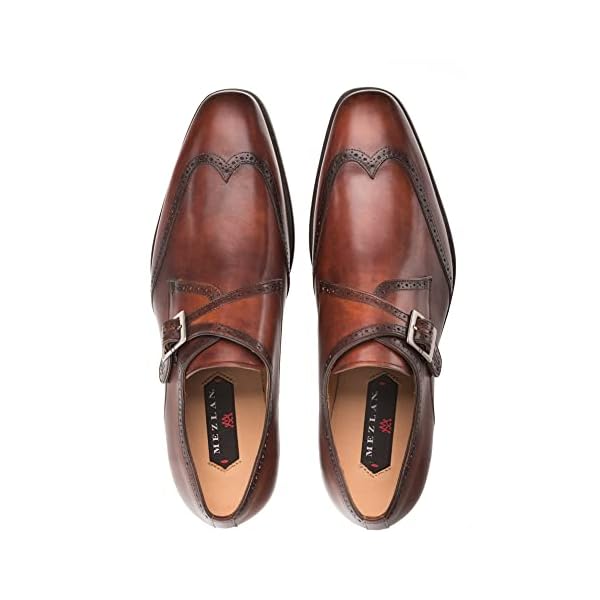 Mezlan - Forest - Men's Wing Tip Monk Strap - Hand-Burnished European Calfskin with Saddle Shoe Accents - Handcrafted in Spain - Image 5