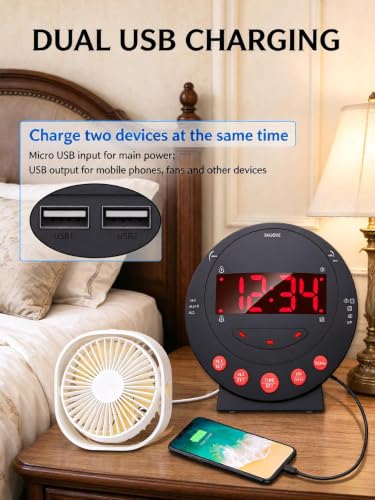 ChayWillow Vibrating Alarm Clock with Bed Shaker, Dual USB Charger - image 6
