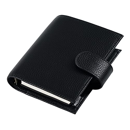 Moterm Regular Planner Pocket Ring Organizer - Genuine Leather Organizer (Pebble Black, 19mm Ring), Regular Pocket(2.0)