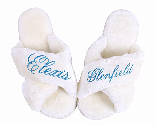 Personalized Bridal Slipper Bridesmaid Gifts Bridal Shower Wedding Bridesmaid Fluffy Bachelorette Hen Fluffy Slide On Girls Night Sleepover3