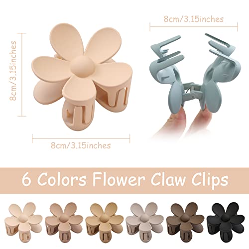 6Pcs Flower Hair Clips, Matte Hair Claw Clips, Large Claw Clips For Women Thick Hair, Big Cute Dasiy Hair Clips, Non Slip Strong Hold For Women Thin Hair, Hair Accessories For Women Girls Gifts, 6 Colors #TOP6