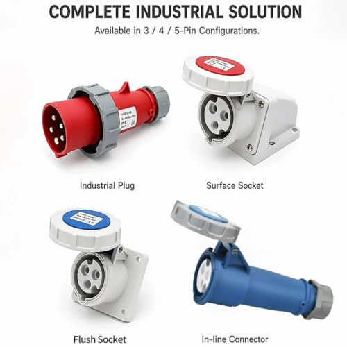 Enchufe industrial empotrable de 32A IP67 para talleres y naves de producción 4