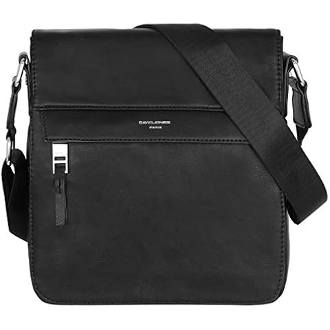 David Jones - Bolso Bandolera Hombre Estilo Cuero Genuino con Multiples Bolsillos Cover
