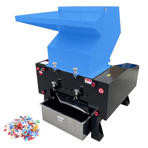 BEILOCKERY Model 600 Industrial Plastic Shredder - 15KW 220V 3-Phase Motor, Heavy-Duty Crusher/Grinder for Plastics, Rubber, Wood with Durable Blades and Low Noise Design Blue